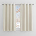 PONY DANCE Beige Thermal Insulated Curtains with Eyelet - Energy Saving Light Filtering Curtains 54 Drop for Bedroom/Kitchen/Living Room Short Windows, W46 X L54, 1 Pair[Energy Class A+]