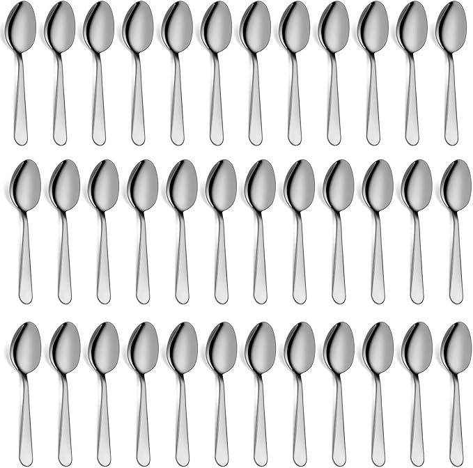 Teaspoons Set of 36, 6 inch Stainless Steel Tea Spoons, Food Grade Cutlery Spoons Set for Tea, Coffee, Use for Home, Kitchen, Restaurant, Dishwasher Safe