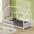 Junior Wooden House Bed Toddler Solid Pine Wood Modern Children Kids Junior Bed Frame White