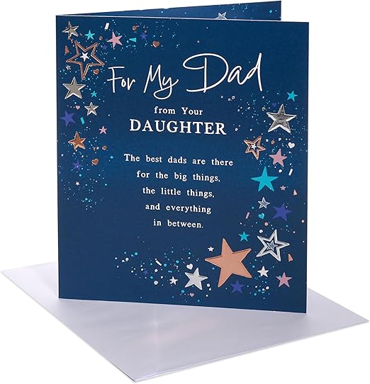 UK Greetings | Birthday Card for Dad from Daughter | Happy Birthday Gifts | Him, Boys, Men | Starry Design | With Envelope | 165 x 190 mm