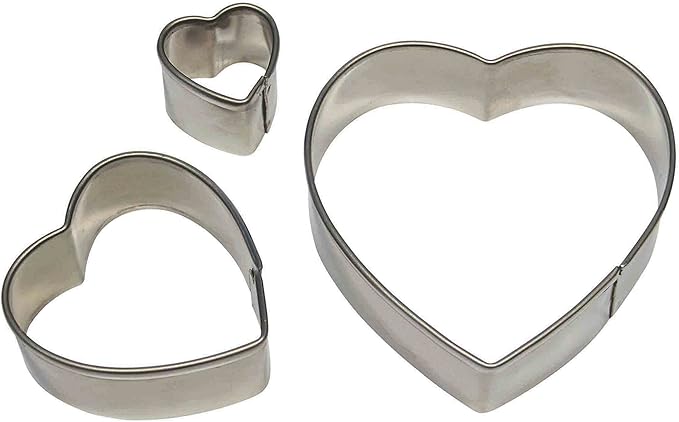 PME Stainless Steel Heart Cutters, Set of 3, Silver, 6 x 1.2 x 6 cm