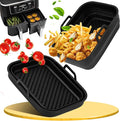 2PCS Foldable Air Fryer Liners Silicone for Ninja Foodi Max Dual Zone 9.5L Air Fryer AF400UK/ AF451UK/ SL400UK, Air Fryer Accessories Silicone Baskets for Ninja Double Stack XL 9.5L Air Fryer