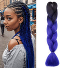 Benehair Braid Extensions 24 Inches Ombre Jumbo Braiding Hair Colorful Synthetic Hair Extensions for Braiding Black/Dark Blue Hair Extensions for Women(Black/Dark Blue, 100g)