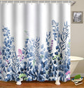 WELTRXE Shower Curtains, Bathroom Shower Curtain with 12 Hooks, Waterproof Polyester Fabric Bathtub Curtain, Weighted Hem, Quick Dry, Mildew & Mold Resistant, Home Decor, 183x183cm, Blue Eucalyptus