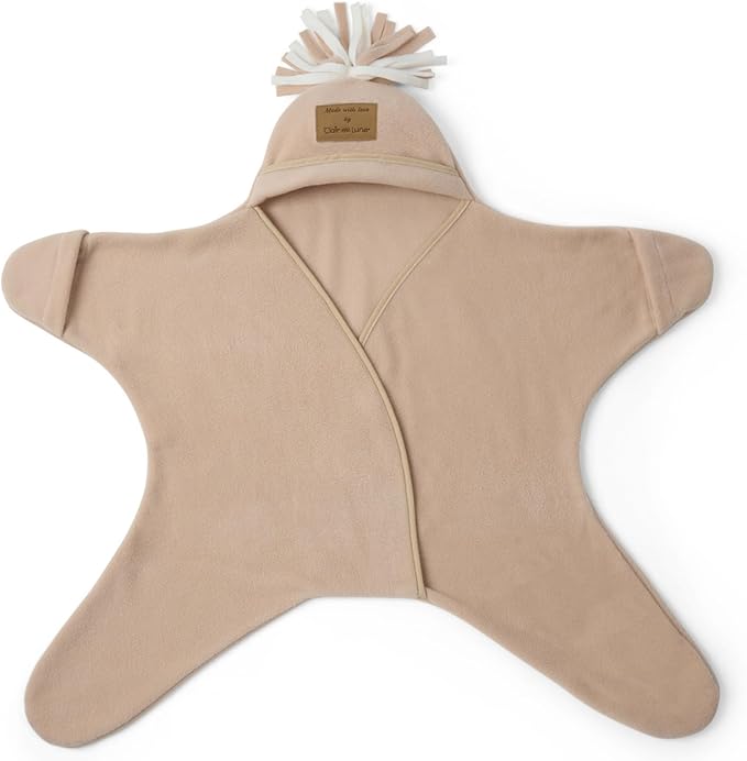 Clair de Lune Star Fleece Baby Wrap Blanket 0-6 Months (Oatmeal)