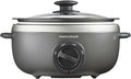 Morphy Richards 3.5L Sear & Stew Oval Slow Cooker, Dishwasher-Proof Non Stick Aluminium Pot, Cool Touch Handles, Glass Lid, Matte Finish, 163W, Titanium, 460022