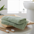 Catherine Lansfield Bathroom Anti-Bacterial Cotton Face Cloth Pair Sage