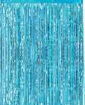 CHRORINE 1pcs 6.5ft Light Blue Metallic Tinsel Foil Fringe Curtain Door Curtains Hanging Streamers for Frozen Mermaid Birthday Baby Shower Mama Mia Bachelorette Blue Party Decorations