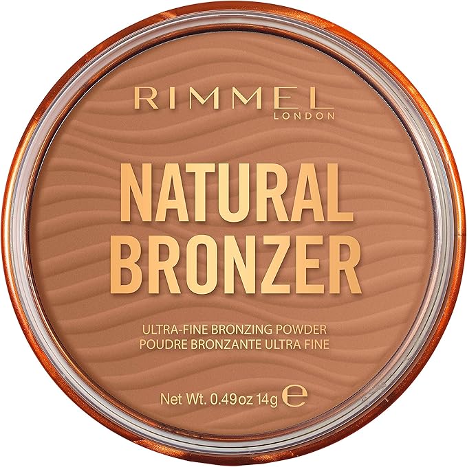 RIMMEL LONDON - Natural Bronzer - Silky-Smooth & Ultra-Fine Bronzing Powder - Sunkissed Look, Mimicking Natural Tan - 002 Sunbronze - 14g