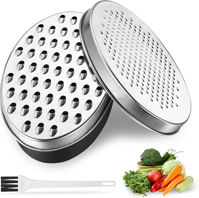 Cheese Grater with Container and Lid, Food Graters for Kitchen, Cheese Shredder, Stainless Steel Vegetable Chopper for Home Ginger Fruit Chocolate Grater