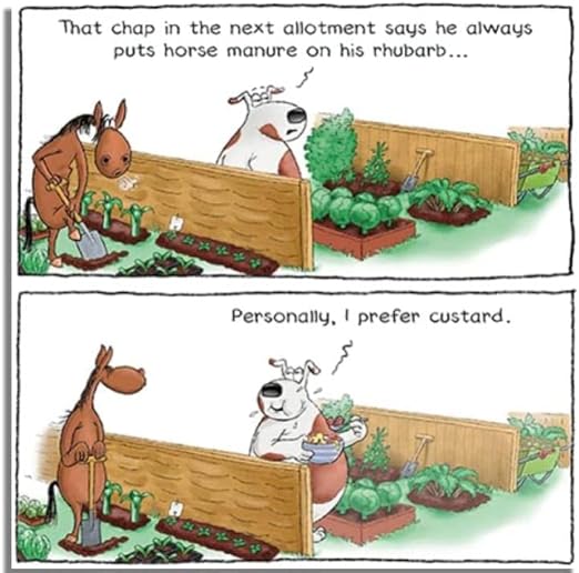 Paperlink Funny Artistic 'Happy Birthday' Greetings Card - From The Funny Farm Range - For Him/For Her - 'Manure on His Rhubarb, I Prefer Custard'