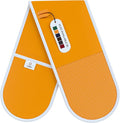 Laffair® Heat Resistant Orange Oven Gloves Double - Non-Slip Silicone Grip Double Oven Gloves - Orange Kitchen Accessories - Maximum Heat Protection