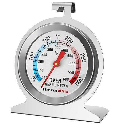 ThermoPro Oven Thermometer for Inside Oven, Upgraded 431 Stainless Steel Dial Easy to Read Meat Thermometer with Tempered Glass, Pizza Oven Temperature Gauge for Baking Grilling Cooking Thermometer