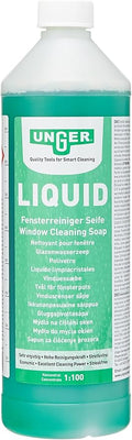UNGER FR100 Window Cleaning Liquid Soap - Smear Free Window Glass Cleaner 1L - Economical 1:100 Mixing Ratio for 100 litres of Liquid