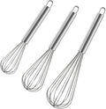 Polly Online Stainless Steel Whisk Set, 3 Packs Balloon Whisk for Cooking, Whisking, Blending (8",10",12")
