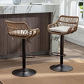 QQU Bar Stools Set of 2, Swivel Counter Height Barstools, Adjustable Wicker Bar Stool with Cushion & Floor Protectors, Modern Kitchen Breakfast BarStools for Kitchen Island, Dining Room (Beige)