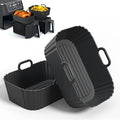 Silicone Air Fryer Liner 2 Pack for 7.6L 8L 9L 9.5L Baskets, Reusable AirFryer Accessories Compatible with Ninja Dual AF300UK AF400UK/KCP AF451UK, Tower T1708, COSORI, Instant, Keplin
