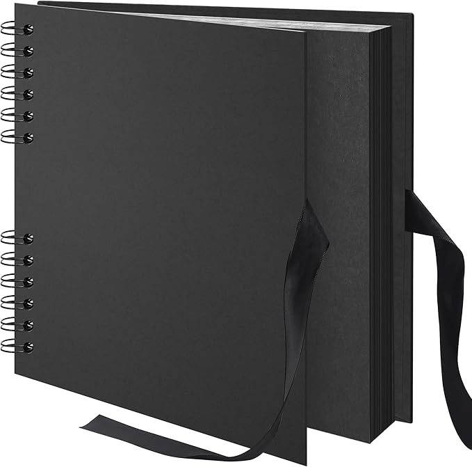 20.5 x 20.5 cm 40 Pages DIY Scrapbook Photo Album Hardcover Kraft Blank Page Memory Book for Wedding Anniversary Family Baby Black