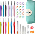 RealPlus Crochet Hooks Set, 12 Pcs Full Size Crochet Hook, Ergonomic Soft Grip Rubber Handles, Crochet Kits for Beginners Adults, Sister Gift, Crochet Hooks with Case (Green)