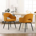 Set of 2 Dining Chairs Velvet Kitchen Swivel Chairs with Armrests for Dining Room/Living Room, Yellow
