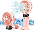 Jsdoin Hand Held Fan,Portable Handheld USB Rechargeable Fans with 5 Speeds,Battery Operated Mini Fan Foldable Desk Desktop Fans with LED Display for Home Office Bedroom Outdoor Travel (Pink)