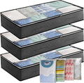 Underbed Storage Bag 3Pack 90L Large Under Bed Storage Box with 4 x Large Zip lock Bags with PVC Window for Clothes, Duvets, Comforters, Blankets, Bedding