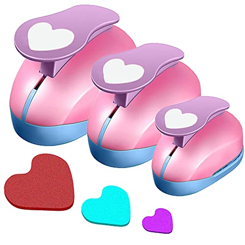 Heart Hole Punch, Paper Punches, HeartPunches for Paper Crafts, Hole PuncherHeart, HeartShaped Hole Punch, 9mm, 16mm, 25mm, Heart Hole Punches Set (Random Color)