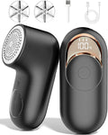 Lint Remover, Bobble Remover for Clothes, Rechargeable Fabric Shaver with LED Display & 3 Speeds, Effectively Sweater Defuzzer Remove Fluff, Lint, and Bobbles, Black, 1 pcs