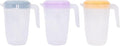 Pack of 3 Drinking Jugs Colourful Pastel Pitchers Summer Garden Party BBQ Re-usable Plastic Grey Yellow Purple