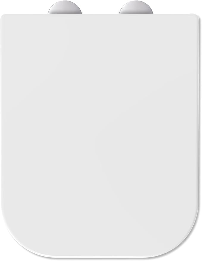 Square Toilet Seat Features Soft-Close, White Loo Seat with One-Button Quick Release for Hassle-Free Cleaning, Top Fixing Adjustable Hinges
