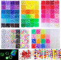 SJZWSD 5 Boxes Bracelet Making Kit Pony Beads, Kandi Beads & Hair Beads Set with UV Color Changing, Glow-in-Dark, Chrome & Alphabet Letters for Friendship Jewelry DIY Crafts