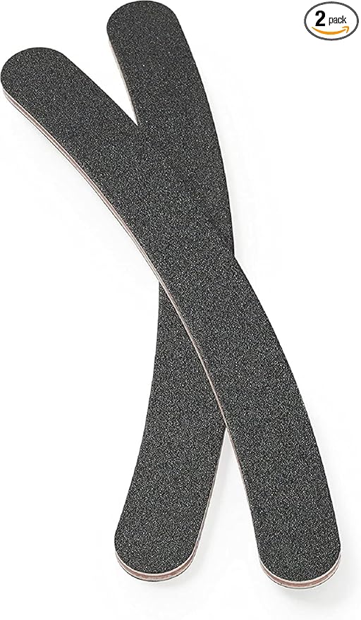 Manicare Curved Nail Files, Pack Of 2 Emery Boards, Boomerang Shape, Natural Or Artificial Nails, Pet Grooming, Double Sided Medium Grit, Reusable, Washable, Home Salon Professional Manicure Pedicure