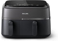 Philips Airfryer 3000 Series Dual Basket - 2 Drawer Air Fryer, 3L + 6L Capacity, RapidAir Plus Technology, 13 Ways to Cook, 90% Less Fat, Easy to Clean, Digital Touchscreen, Energy Saving (NA350/00)