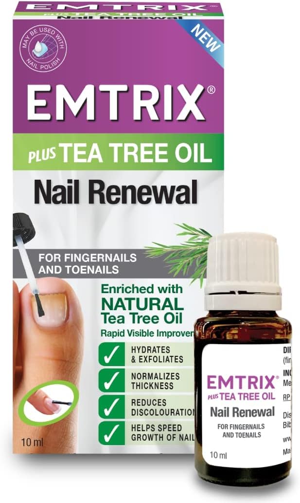 Emtrix Nail Renewal with Natural Tea Tree Oil, For Damaged Nails | Nail Strengthener and Healthy Nail Growth Product | For Fingernails and Toenails | Vegan Friendly | 10 ml