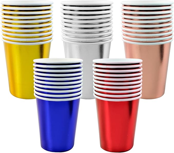 50pcs Paper Party Cups Disposable for DIY Creations, Picnics, Wedding, Barbecues - Color Cups