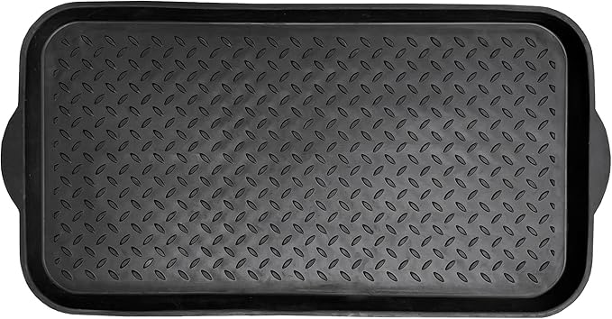 Nicoman Boot Tray Shoe Organiser Soft Rubber Non Slip Washable Multipurpose Plant Rack Mat Plain Black Drip Container Floor Carpet Protection for Home Garden Indoor Outdoor Shed Garage - 71 x 39cm