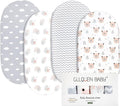 GLLQUEN BABY 4Pack Moses Basket Fitted Sheets, Newborn Pram Sheets Fitted, 100% Microfiber Oeko-tex100 Cozy and Breathable Crib Baby Bassinet Sheets for Boy and Girl, Easy Care Soft Fitted Sheet