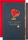 Hallmark Valentines Day Card for Husband, Classic Heart Globe Design, Red, Black