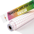 HTVRONT Transfer Tape for Vinyl - 12" x 16 FT (30.5 x 488CM) w/Red Alignment Grid Transfer Tape, Medium Tack Clear Transfer Paper for Permanent Vinyl and Self Adhesive for Signs Stickers, Decals