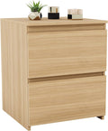 Vida Designs Denver 2 Drawer Large Bedside Cabinet Bedroom Storage Chest, Modern Nightstand End Table H48 x W39.5 x D 39.5 cm (Pine)