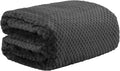 Dreamscene Fleece Blanket Black Throw, Soft Cosy Warm Honeycomb Waffle Blanket for Bed Settee Faux Fur Throw Fluffy Throws for Sofas Large King Size Bed Throws, 200 x 240cm