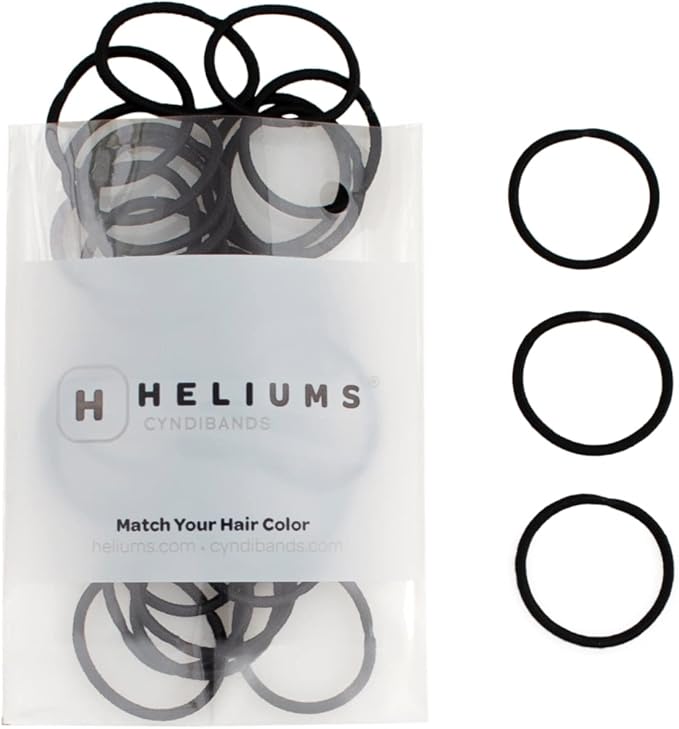 Heliums Small Hair Bands - Black - 2mm Hair Ties, 48 Count, 2.5cm Mini Hair Bobbles for Small Ponytails, Braids and Kids