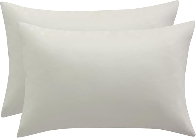 RUIKASI Beige Pillow Cases 2 Pack - Cream Plain Pillowcases with Envelope Closure Breathable Premium Brushed Microfiber Set of 2 Pillow Covers Standard 50x75 cm