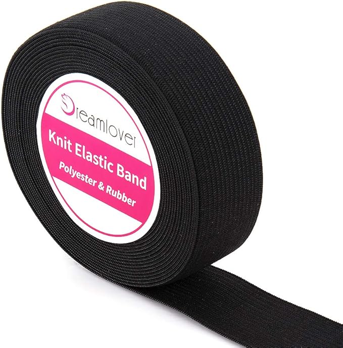 Dreamlover Elastic for Sewing, Wig Band for Melting Lace, 1 Inch Black Elastic, 25mm x 5.5m