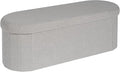 Bonlife Folding Ottoman Storage Bench,Boucle Footstool Oval, End of Bed Stool, Ideal for Living Room, Bedroom, 100L Storage Space,Grey,110x38x38cm