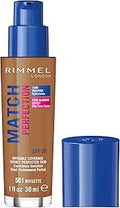 Rimmel Match Perfection Foundation 501 Noisette, Medium Coverage, 24hr Hydration, No Caking or Creasing, Lightweight, Reduces Imperfections, Invisible Coverage, SPF20, Cruelty Free
