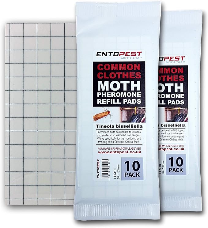 20-Pack Clothes Moth Monitoring Pads - Refill for Room & Wardrobe Hanger Units - for Detection of Tineola bisselliella