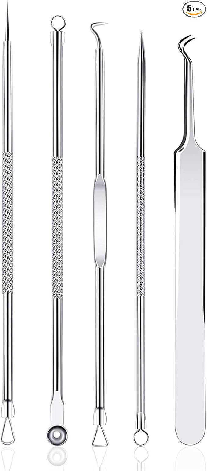 Blackhead Remover Tool,Pimple Whitehead Acne Comedone Extractor Tool Set Stainless Steel with Transparent Box for All Skin Types