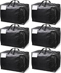 Moving & Storage Bags – HEAVY DUTY 100L - PREMIUM Grade, Reusable Zippered Tote for Moving House, Clothes Storage, Camping, Attic & More – Industrial Strength Laundry & Utility Bag (6 Bags)