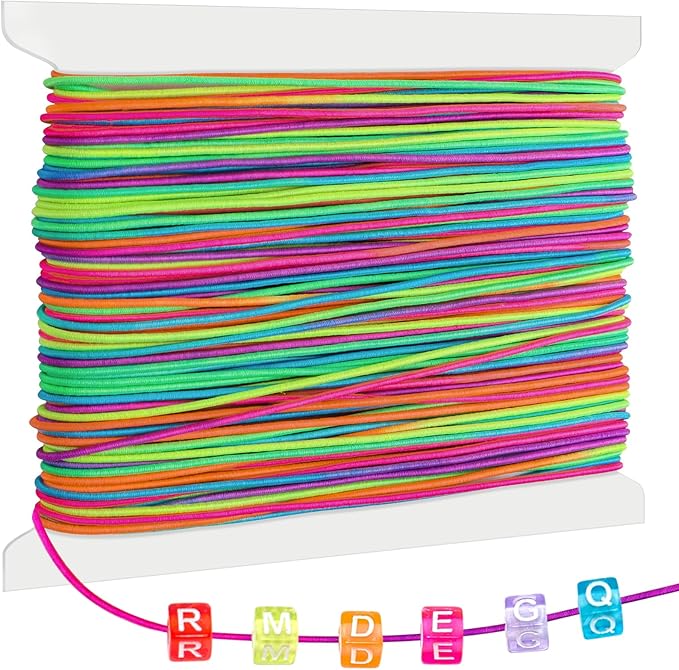 40M Bracelet String 1mm Sturdy Rainbow String Elastic for Bracelet Making, Necklaces, Beading,Clay Beads, Jewelry, Sewing and Crafts